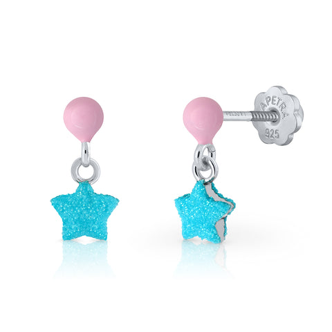 Candy Floss Glitter Star Earrings