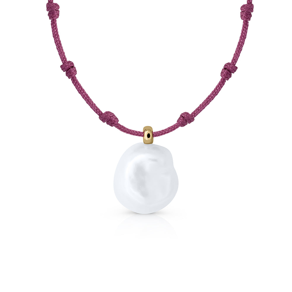 Gold Necklace Thousand Knot Macramé Keshi Pearl
