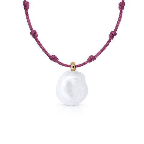 Gold Necklace Thousand Knot Macramé Keshi Pearl