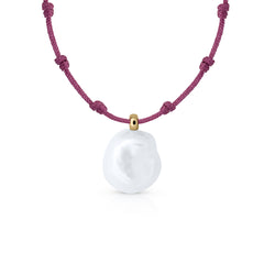 Gold Necklace Thousand Knot Macramé Keshi Pearl