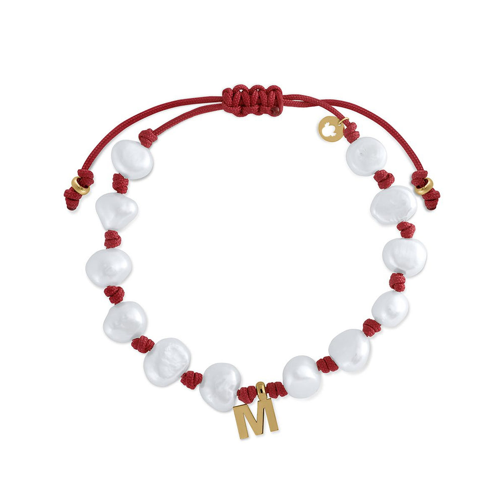 Pulsera Macramé onicial 12 perlas M