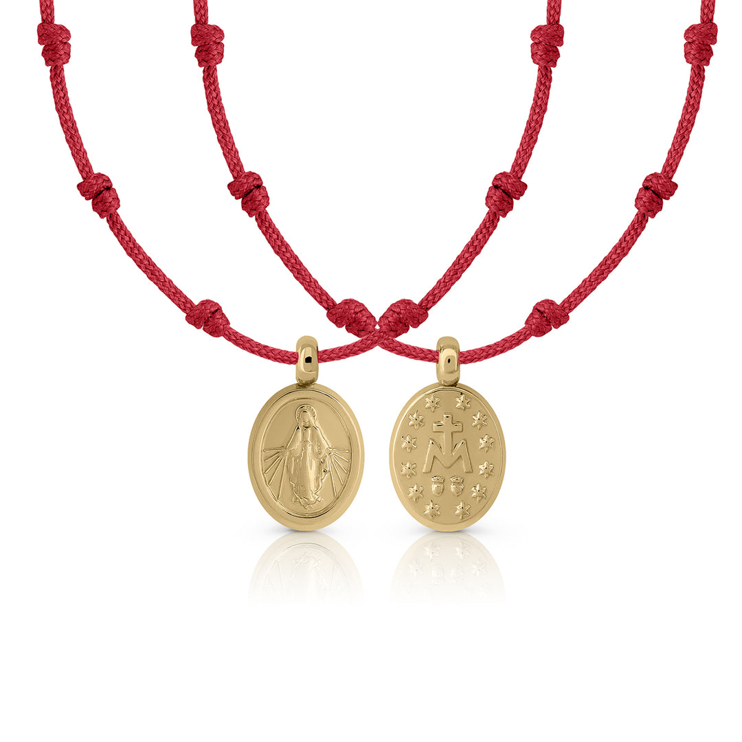 Collar Mil Nudos Macramé Oro Milagrosa rojo
