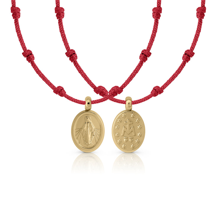 Collar Mil Nudos Macramé Oro Milagrosa rojo