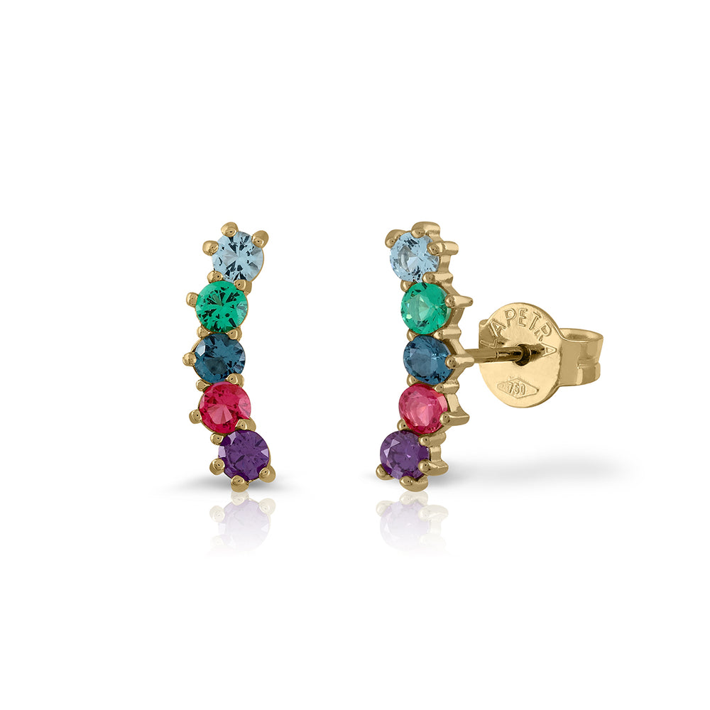 Pendientes oro trepador 5 topacios