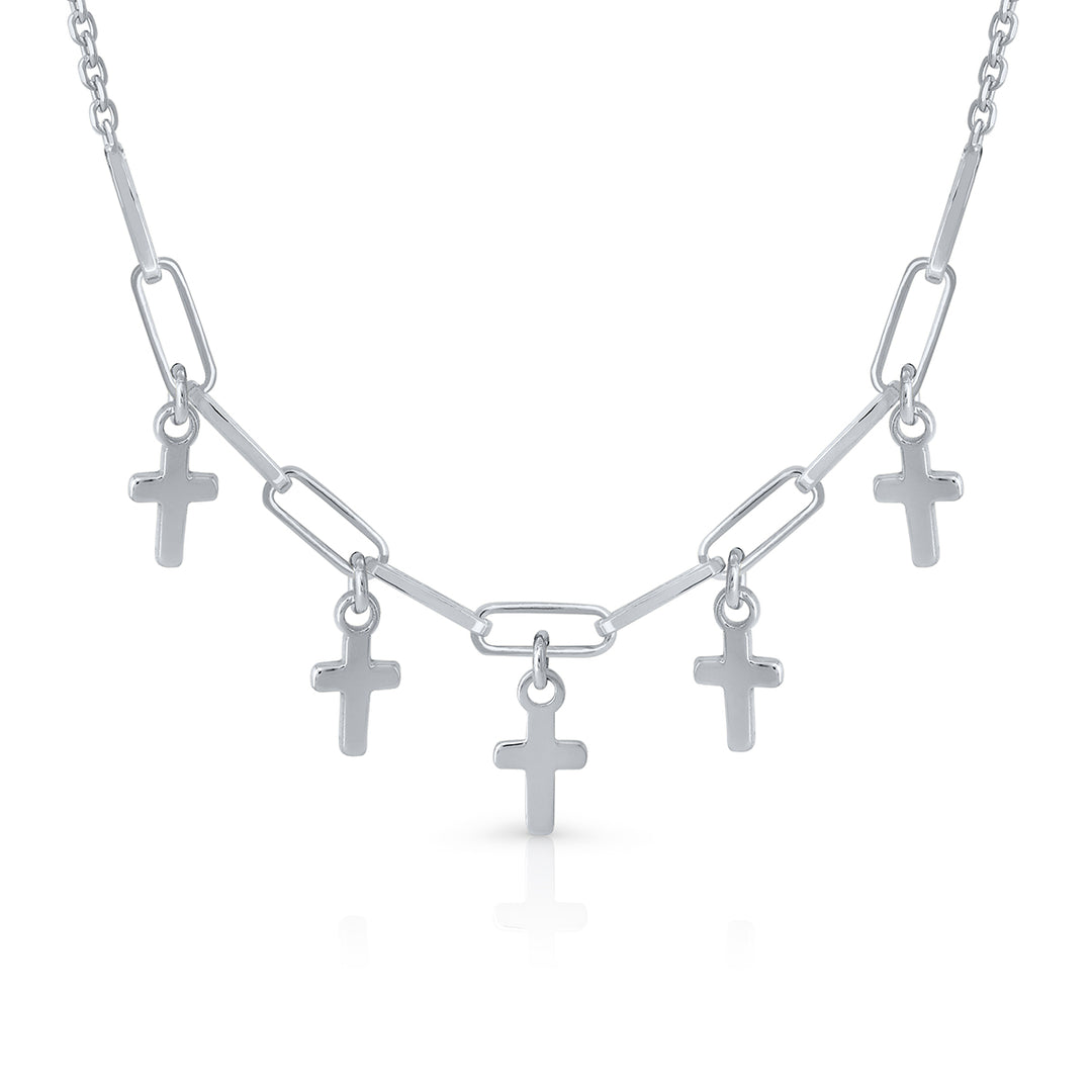 Lotus cross tambourine necklace