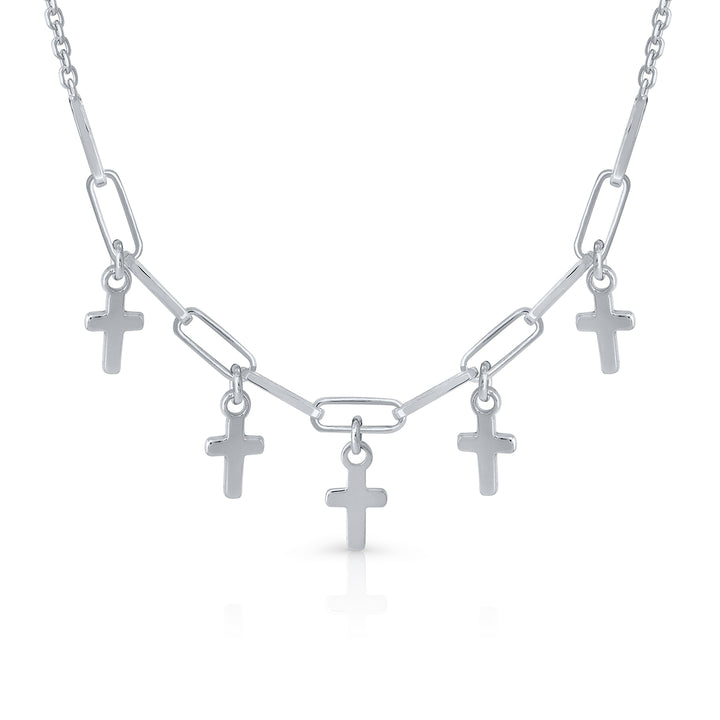 Lotus cross tambourine necklace