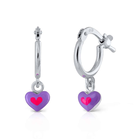 Mini Hoop Enamel Pandereta- Double Heart