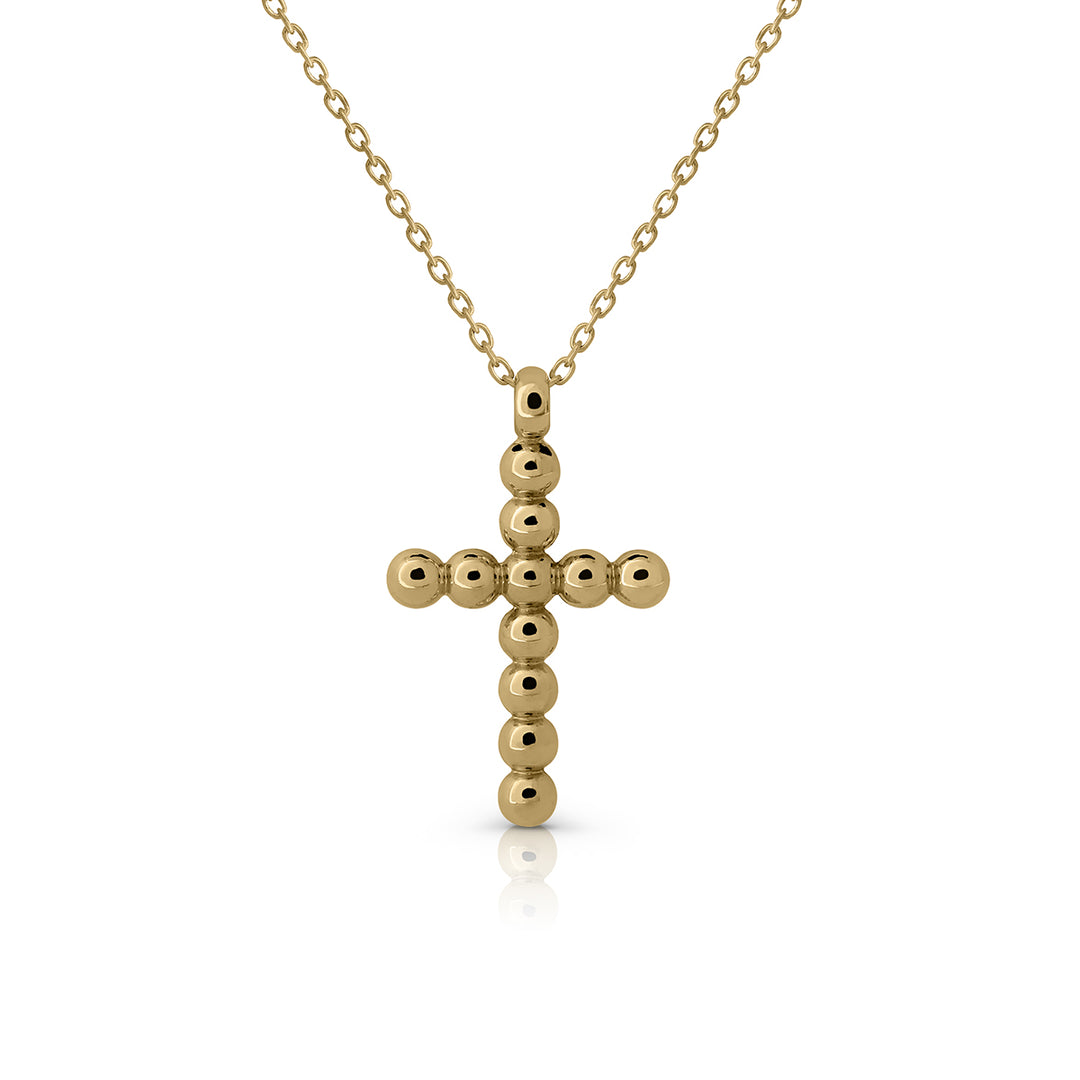 Collar oro cruz de bolitas