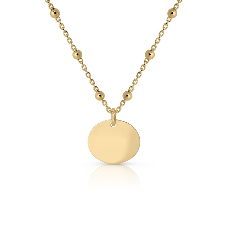 Collar Bolitas 3mm Chapa Oval