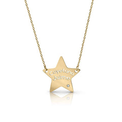Collar oro diamantes estrella 18mm 2 nombres