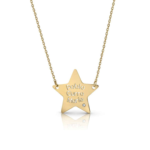 3 Names with Diamond Star Golden Necklace