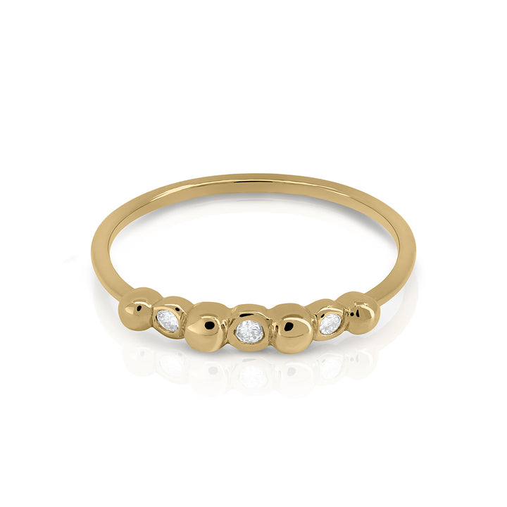 Gold ring with diamond drops