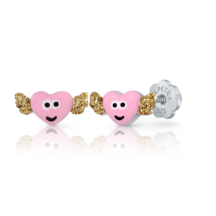 Pendientes Corazón Alas rosca