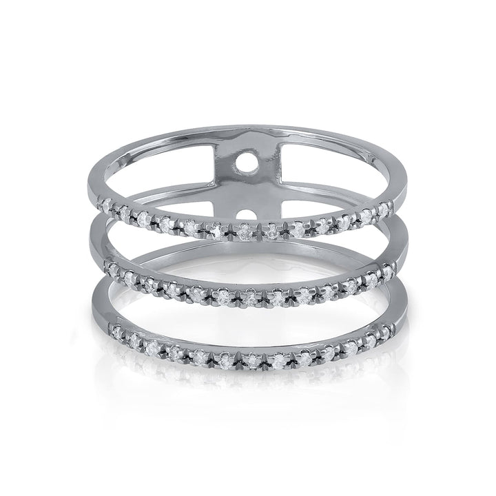 Anillo Oro Blanco Tres Filas Brillantes