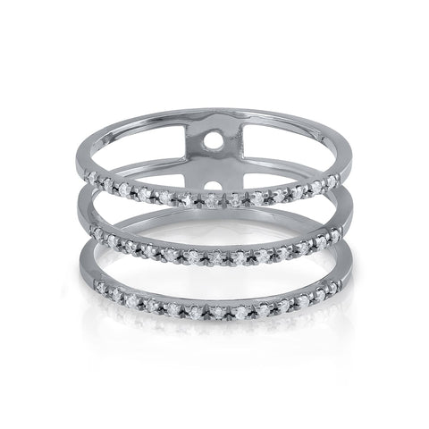 Anillo oro blanco diamantes tres filas