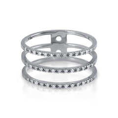 Anillo oro blanco diamantes tres filas