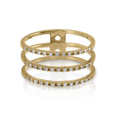 Anillo oro diamantes tres filas