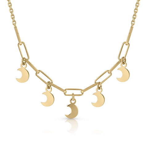 Lotus moon tambourine necklace