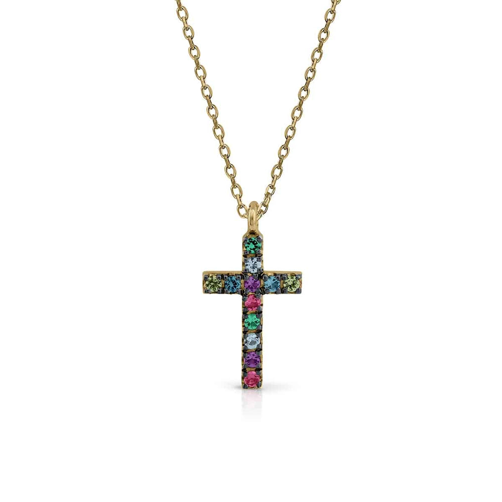 Collar oro cruz topacios
