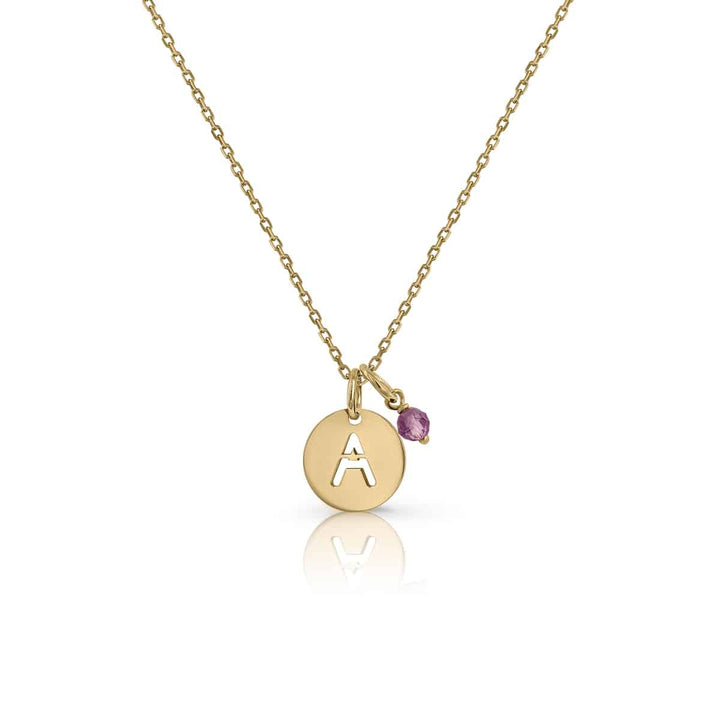 Collar oro inicial chapa con piedra