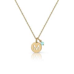 Collar oro inicial chapa con piedra