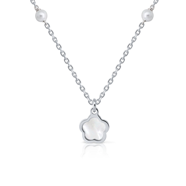 Collar Colección Teen Pearls - Flor blanco
