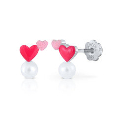 Pendientes Happy Pearl Corazón Doble