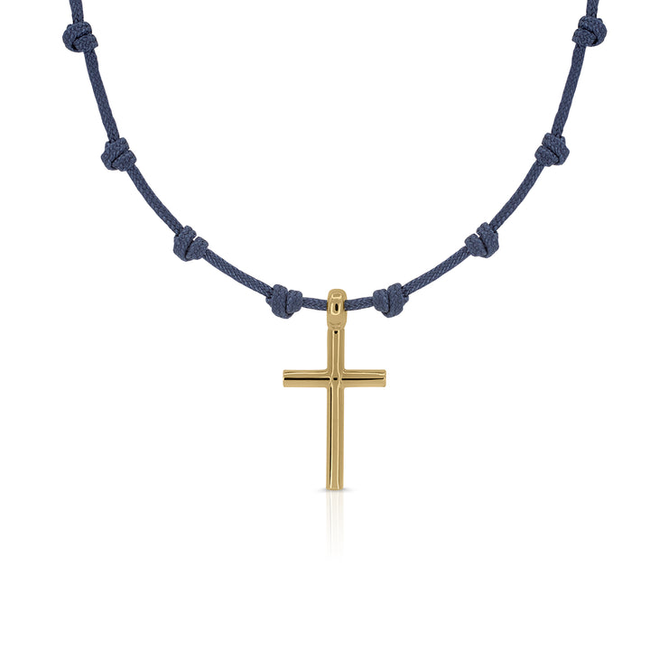 Gold Macramé Bead Cross Necklace
