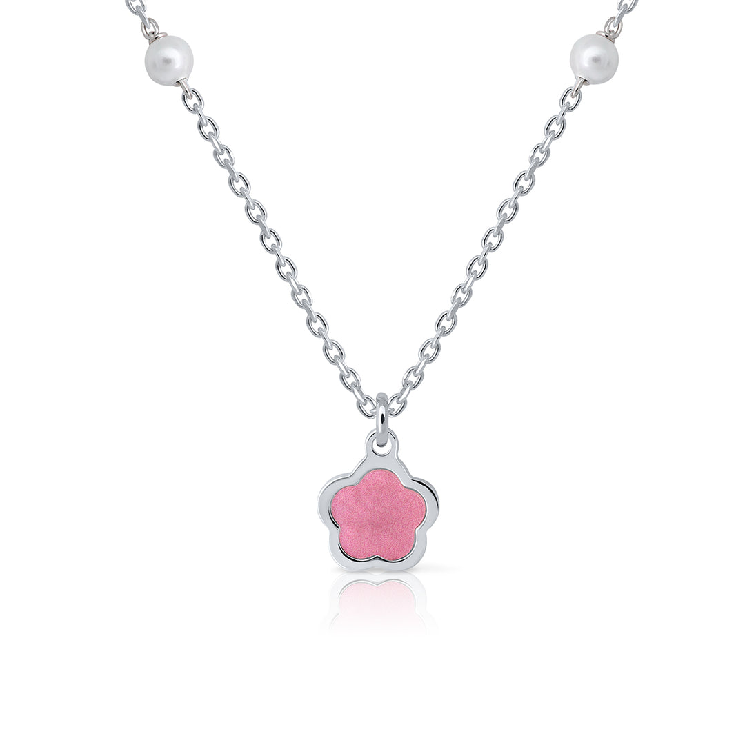 Collar Colección Teen Pearls - Flor rosa