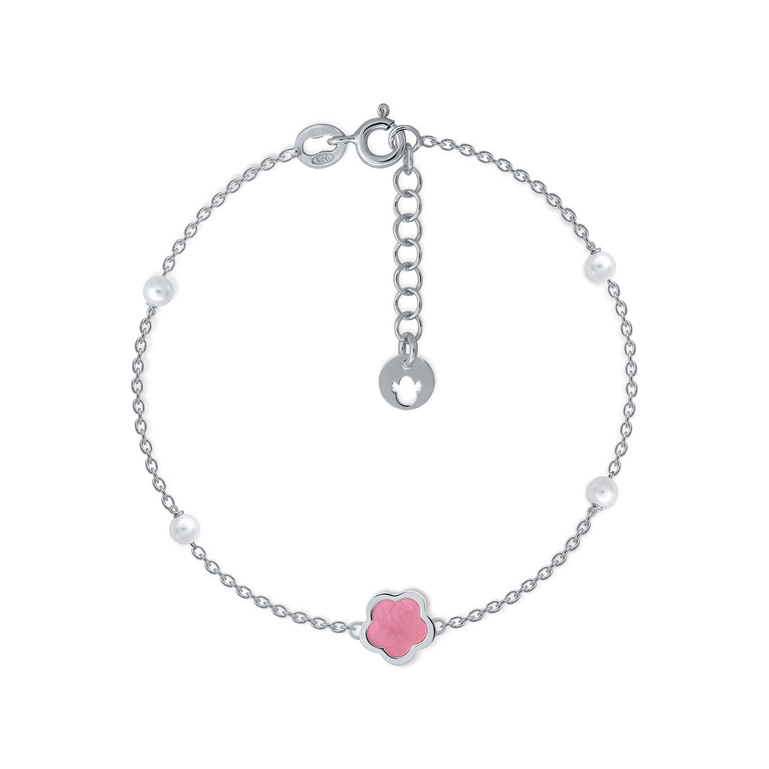 Pulsera Colección Teen Pearls - Flor rosa