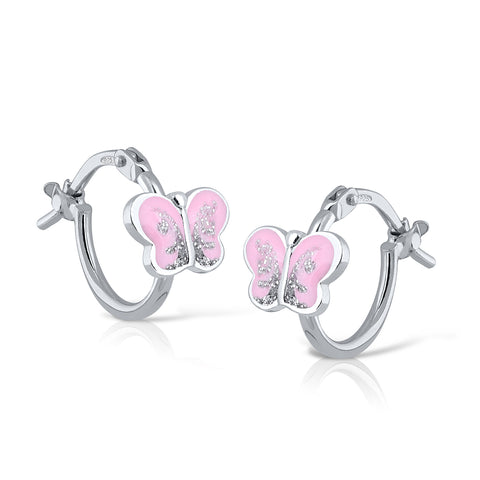 Mini Hoop Enamel - Glitter Butterfly