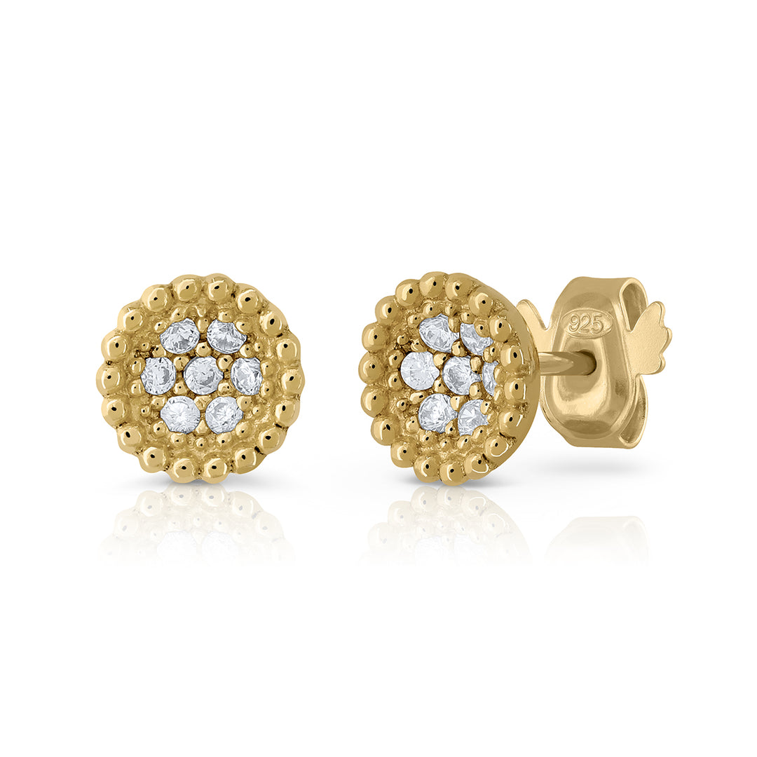Pendientes Presión Flor de Circonitas dorado
