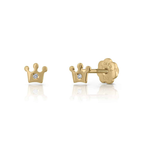 Golden Tiny Collection Diamond Earrings - Crown