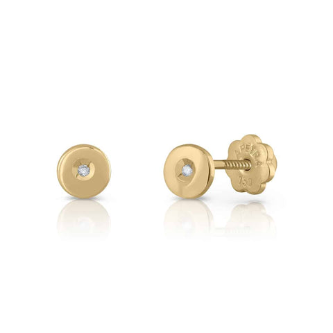 Golden Tiny Collection Diamond Earrings - Circle
