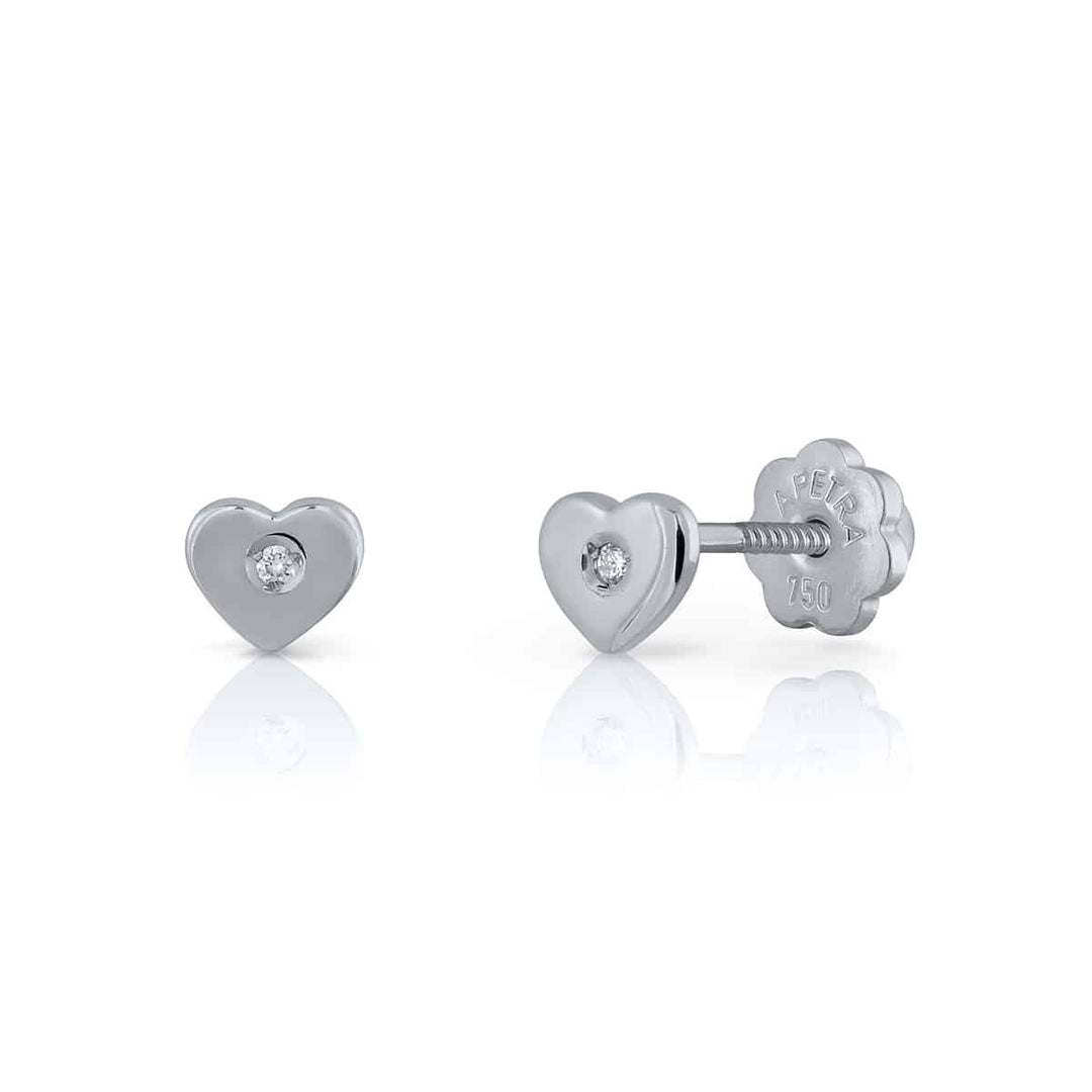 Golden Tiny Collection Diamond Earrings - Love Heart