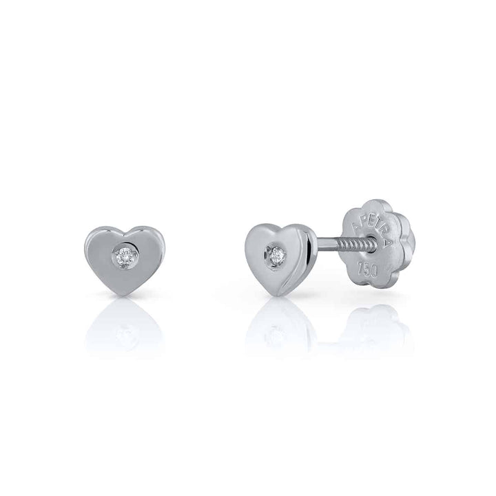 Golden Tiny Collection Diamond Earrings - Love Heart