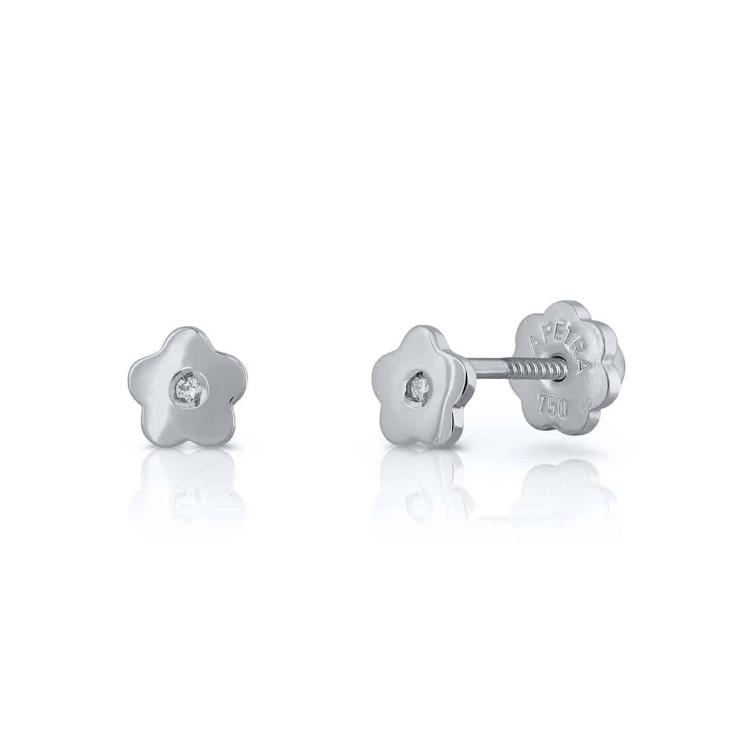 Golden Tiny Collection Diamond Earrings - Flower