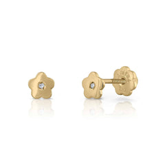 Pendientes oro diamante Tiny flor
