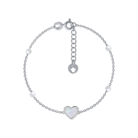 Crystal Pearls Heart Bracelet
