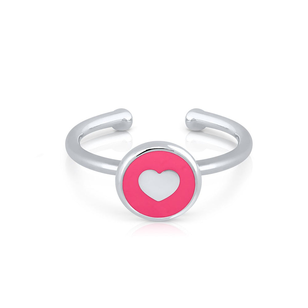 Mini Mary Enamel Ring - Fuchsia Heart 