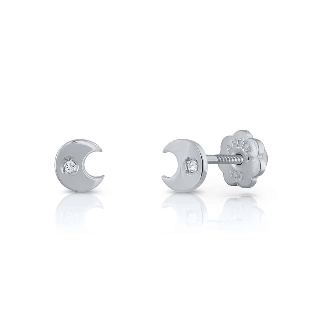 Golden Tiny Collection Diamond Earrings - Moon