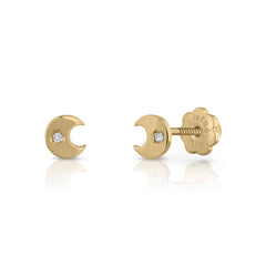 Pendientes oro diamante Tiny luna
