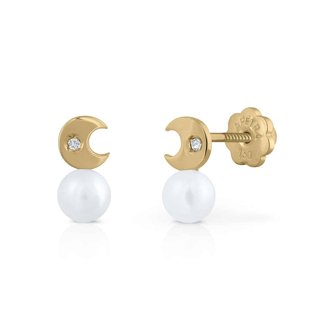 Pendientes Brillante con Perla Colección Tiny - Luna