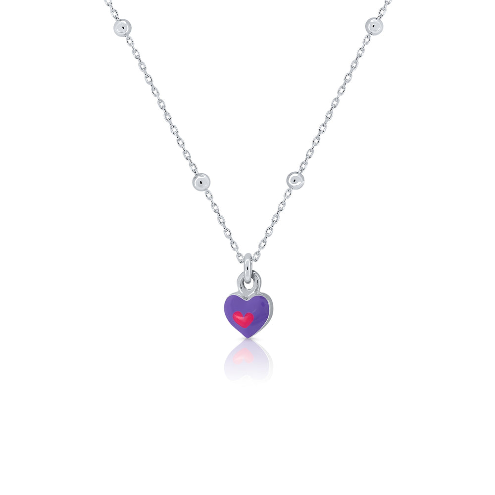 Heart with Heart Enamel Necklace
