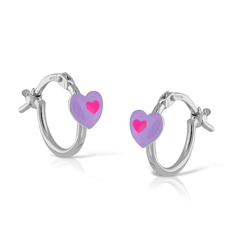 Mini Hoop Enamel - Double Love Heart