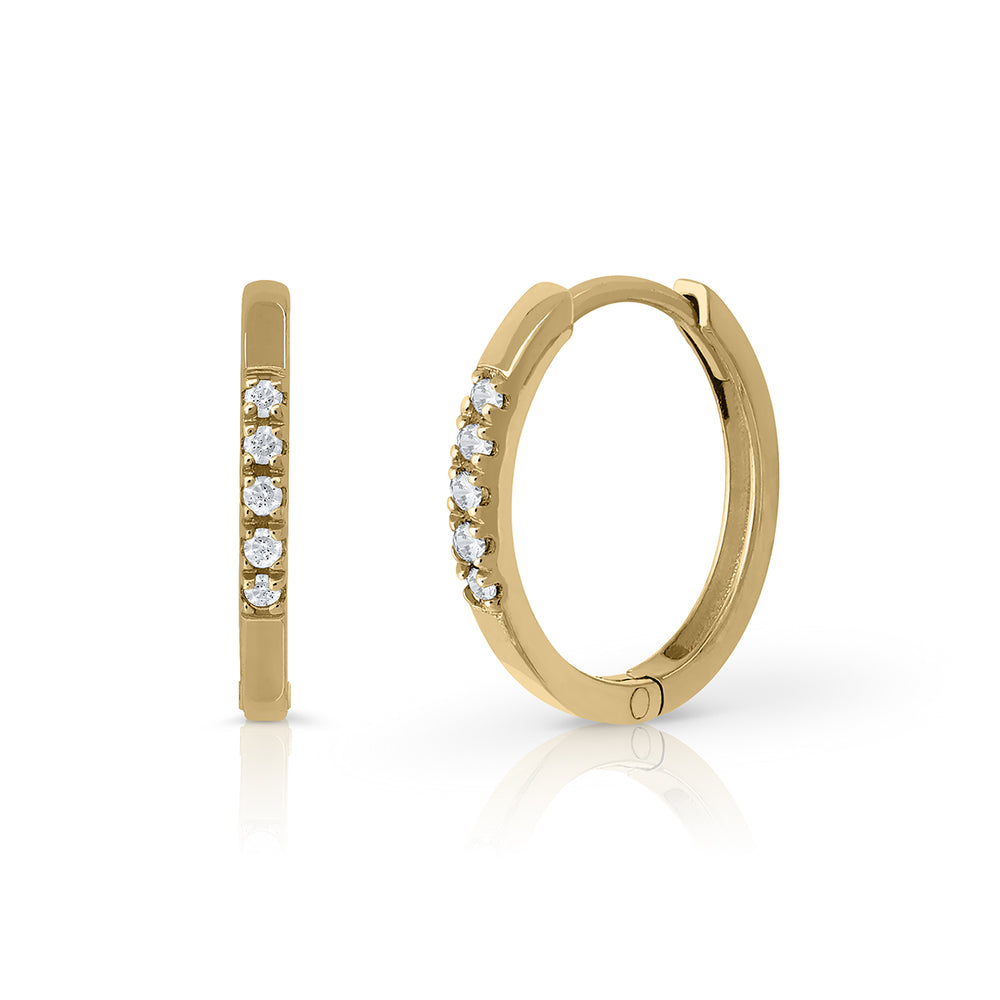 Aros oro 5 diamantes