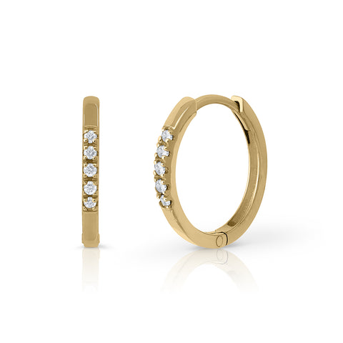 Gold earrings with 5 diamonds