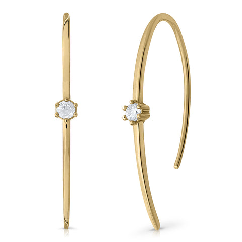 Gold hook earrings with zirconia claw