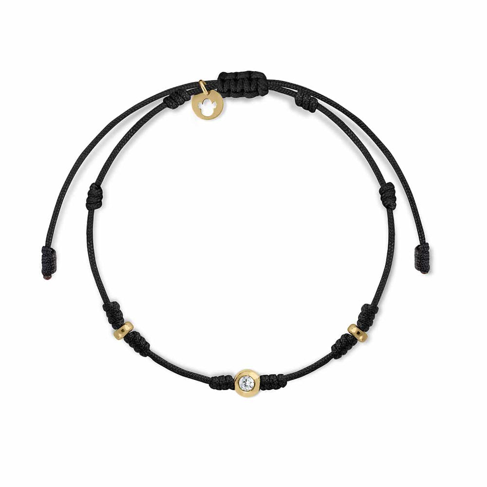 Pulseira Ouro diamante Macramé castão lentilha
