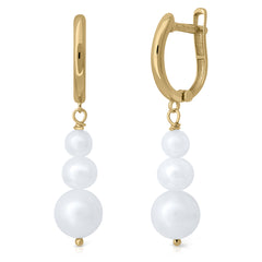 Aros oro 3 perlas pandereta